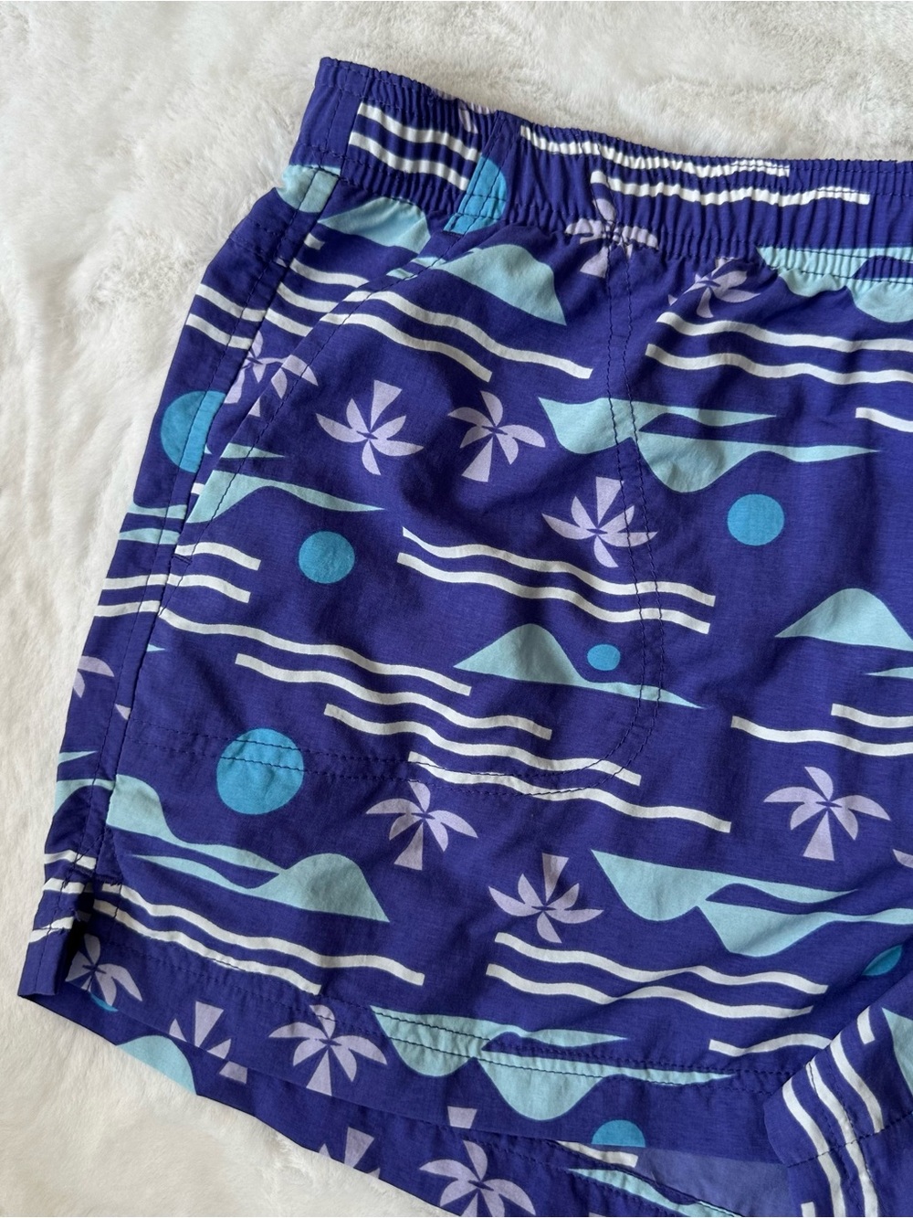 Columbia • purple and blue geometric pattern water shorts